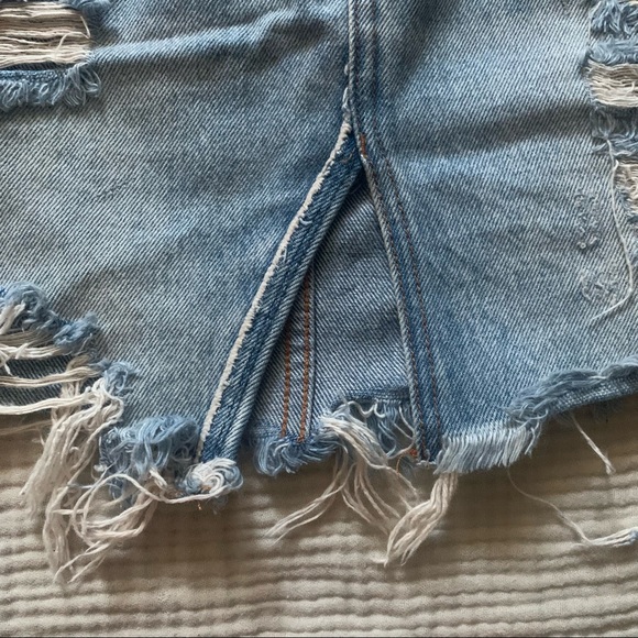 Free People Distressed Denim Skirt - Picture 6 of 8